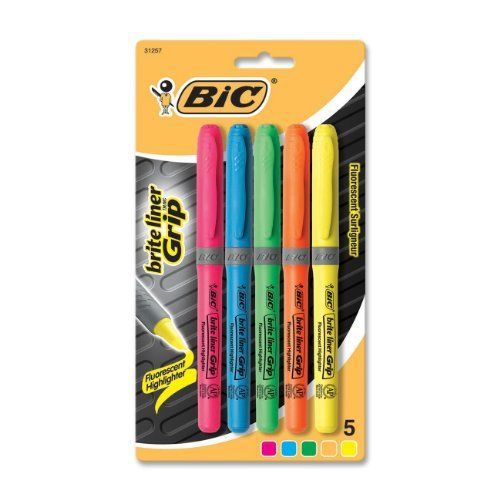 Bic brite liner grip highlighters - chisel marker point style - (gblp51asst) for sale