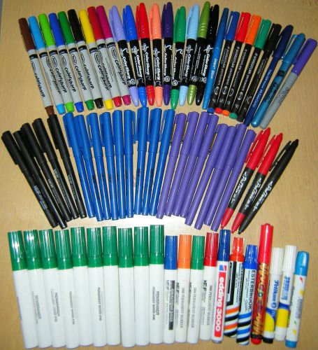 LOT OF 74 ART CRAFT MARKERS ASSORTED COLORS BRANDS SIZES ROSEART EBERHARD FABER