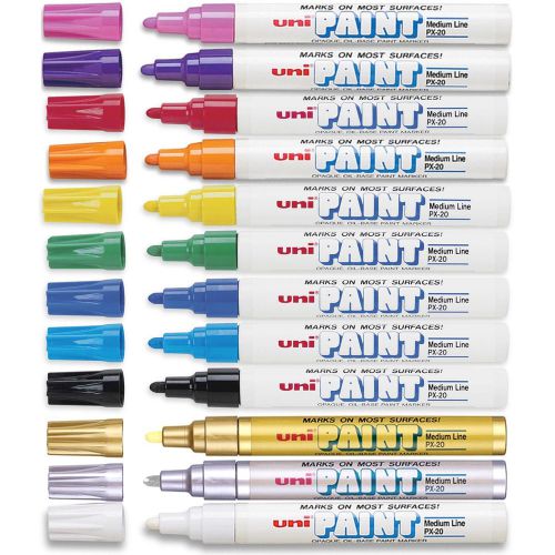 Uni px-20 paint marker set 12-color medium point oil based 63631 for sale
