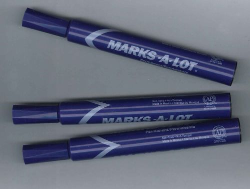 Lot of 3 Purple Avery Marks a Lot Chisel Felt Tip Markers - Permanent Ink