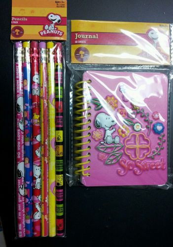 New Package of 6 Snoopy Pencils and small Snoopy journal