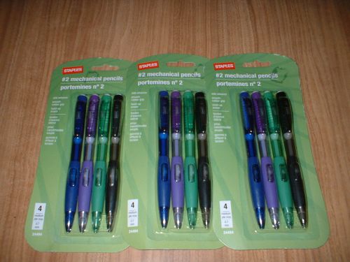 3 PACKAGES STAPLES MECHANICAL PENCILS (12 COUNT) NEW FREE SHIPPING