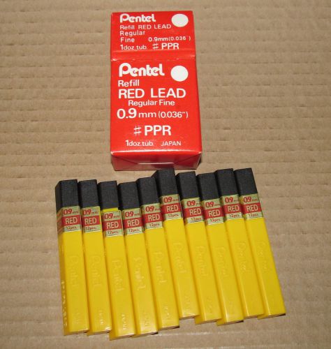 120 Pentel PPR Red 0.9mm Regular Fine Refill Leads For Mechanical Pencils