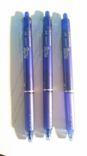 (3) Pilot FriXion Clicker Retractable Erasable Gel Pens, Fine Point, Blue Ink