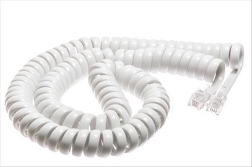 3 Pack 12 Foot White Telephone Handset Curly Cord Compatible with All Phones