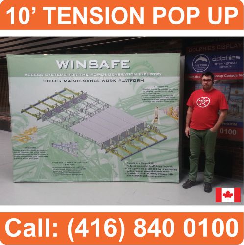 10&#039; wide tradeshow pro tension pop-up booth display banner stand + free graphics for sale
