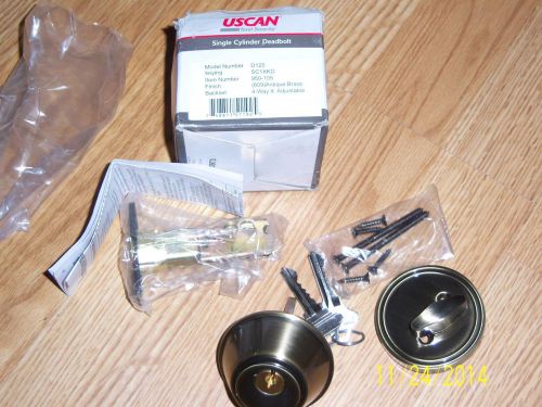 Uscan single cylinder deadbolt d125, 950-105 4-way adjustable anitque gold* for sale