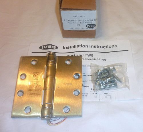 Ives 5bb1 tw8 4.5&#034; x 4.5&#034; 652 sec electric thru-wire mortise hinge satin chrome for sale