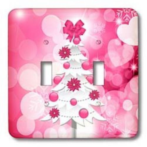 3dRose lsp_62829_2 Pink and White Christmas Tree with Poinsettia Ornaments and S