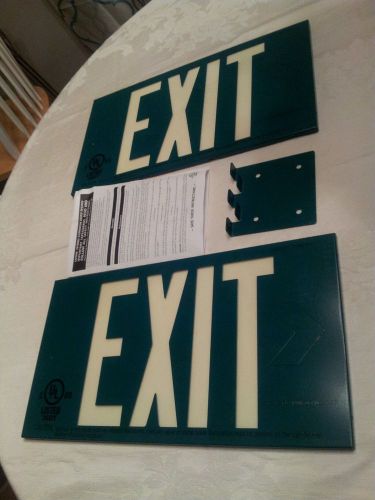 2 EXIT SIGNS GLOW IN THE DARK NO ELECTRICITY NEEDED Brady 90842 double sided