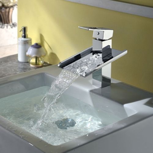 Square brass chrome faucet  bathroom basin waterfall mixer sink tap  dfgf45 for sale