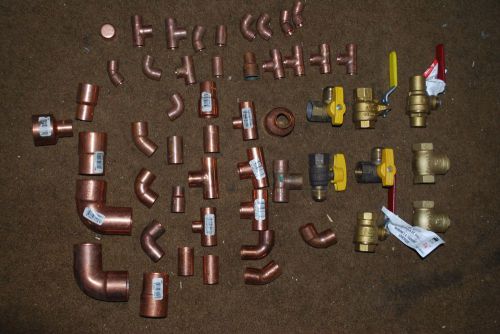 Lot of copper and brass plumbing and gas line pieces for sale