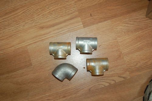 Lot of 4 fittings 1&#034;  tee&#039;s &amp; 90 degree elbow, 316 stainless steel for sale