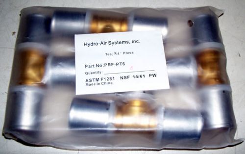 New Lot of 4 Hydro-Pex PRF-PT6 Brass Press Fittings 3/4&#034;