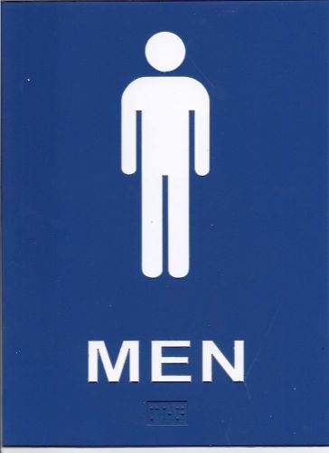 ADA BRAILLE &#034;MEN&#034; blue sign  #P106 6&#034;x8&#034;