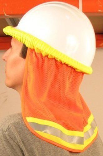 Hard hat mesh neck sun shield, hi-vis orange, heat stress relief,19282 for sale