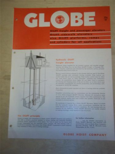 Vtg Globe Hoist Company Brochure~Passenger/Freight Elevators~1951~Catalog