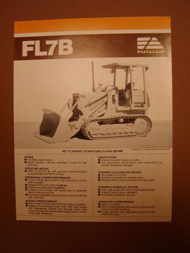 Fiatallis fl7b sales brochure - fl-7b crawler loader spec sheet for sale