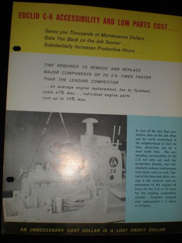 EUCLID C-6 Dozer  Componet Exchange Plan brochure 1960s