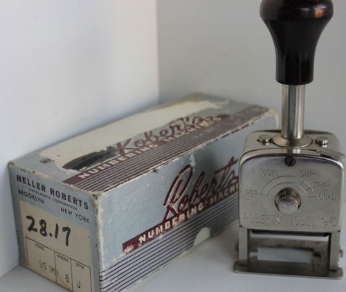 Vintage Heller ROBERTS Numbering Machines Model 95 6 Wheel with Box