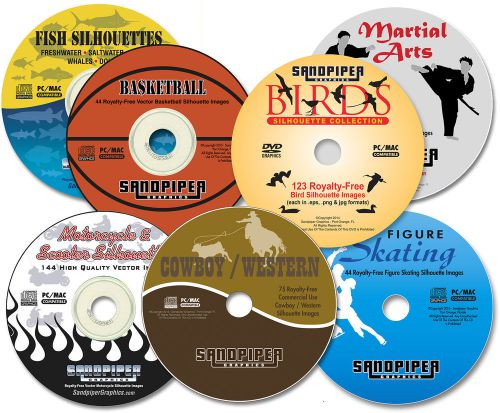7 cd silhouettes collection - diy etching stencil clip art cd for sale
