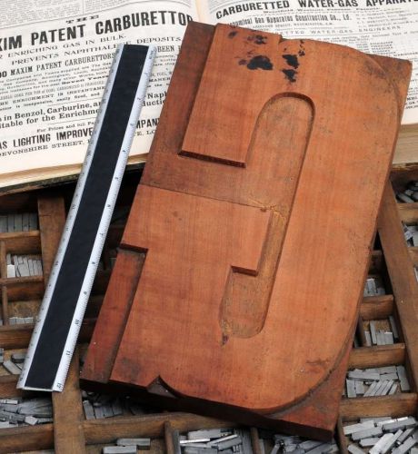 12.48&#034; giant letter: G rare unused wood type letterpress printing block woodtype