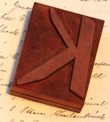 letter: K rare unused wood type letterpress printing block woodtype font antique