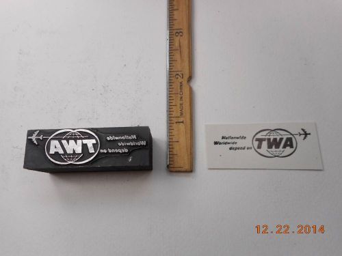 Letterpress Printing Printers Block, TWA Emblem, Trans World Airlines