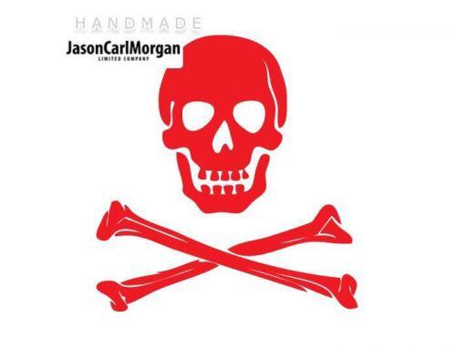 JCM® Iron On Applique Decal, Skull and Bones Red