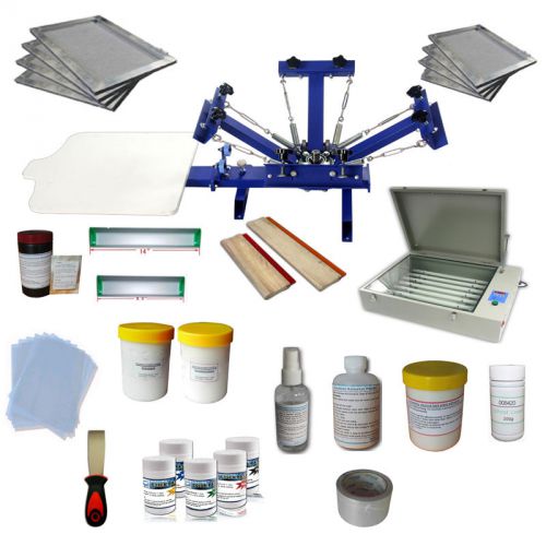Brand New! 4 color silk screen kit- press printing machine&amp; materials hand tool