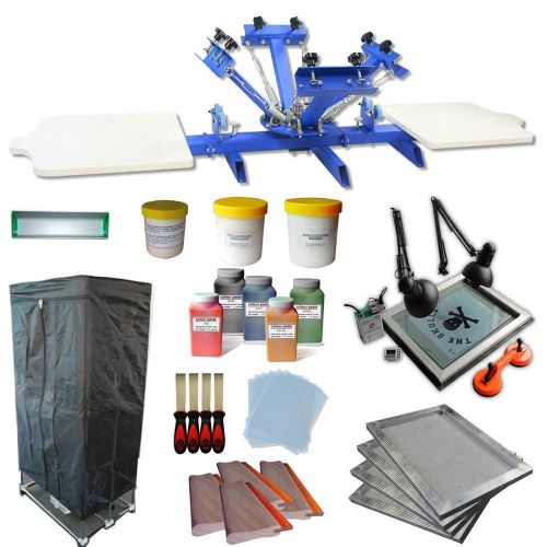 4 Color 2 Station T-shirt Screen Printing press &amp; Exposure Unit &amp; Drying Cabinet