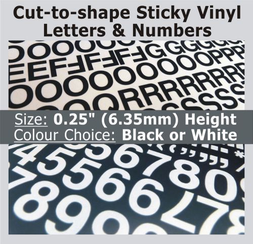1020 x sticky letters &amp; numbers 0.25&#034; , self-adhesive , plastic vinyl lettering for sale