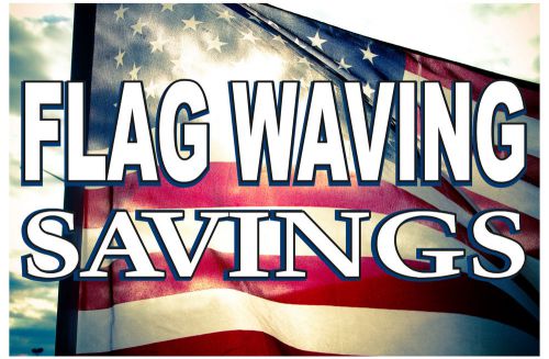 Flag Waving Savings Advertising Sign Vinyl Banner /grommets 30&#034;x72&#034; made USA rv6