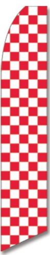 Checkered Red and White Super Feather Sign Flag 15ft Flutter Swooper Banner bnf