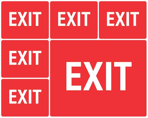 6 Pack Red Exit Information Sigh Safety Practice Wall Hanging Quality  Sign s152