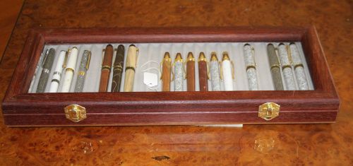 Jarrah Pen Display Case with Glass Lid can hold 24 Fountain Pen