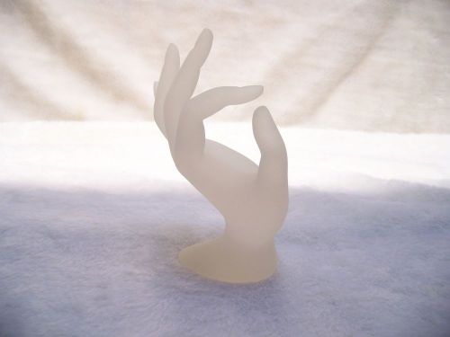 Classic jewelry display acrylic ring display ok hand shape stand frosted white for sale