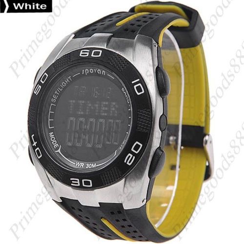 Sport wristwatch waterproof digital barometer altimeter stopwatch yellow white for sale
