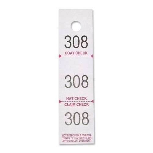 SPR99300 Coat Check Tickets, 3-Part, 500/PK, White