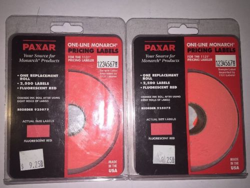 2 Paxar Pricing Labels 1131 Labeler 2500 Fluorescent Red One Line Monarch