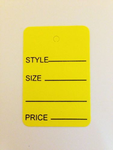 1000 Small 1 1/4 x 1 7/8 Yellow Merchandise Coupon Tags With Black Imprint