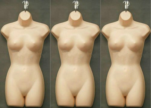 3 female hanging full torso mannequin dress form set lot