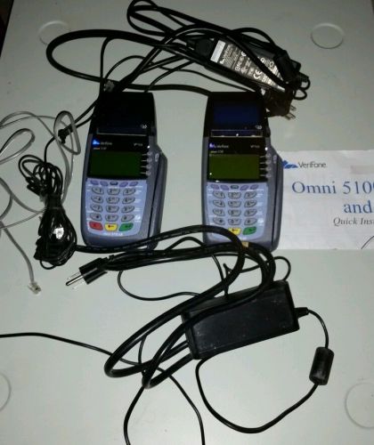2 verifone OMNI3730 credit card terminals w/power supplies FOR PARTS OR REPAIR