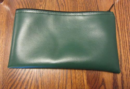 1 GREEN VINYL ZIPPER BANK BAG MONEY JEWELRY POUCH COIN CURRENCY WALLET COUPONS