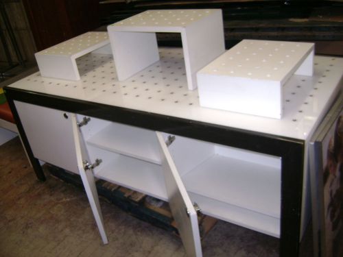 Retail display table black &amp; white modern industrial look display cabinet for sale