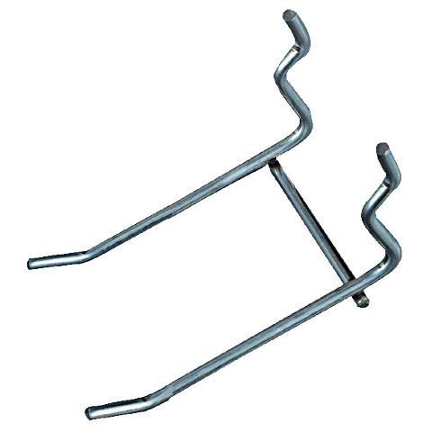 3&#034; galvanized double peg hooks for 1/8&#034; &amp; 1/4&#034; peg board (pack of 2) for sale