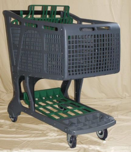 Grey/Green Large Plastic Grocery Shopping Carts