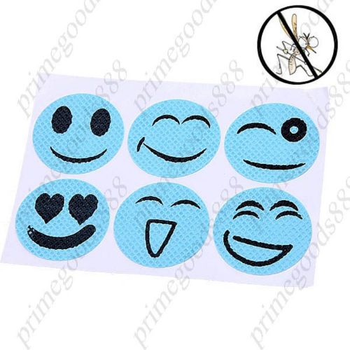 6 Reusable Plant Essential Oil Mosquito Repellers Stickers with Expression Smile