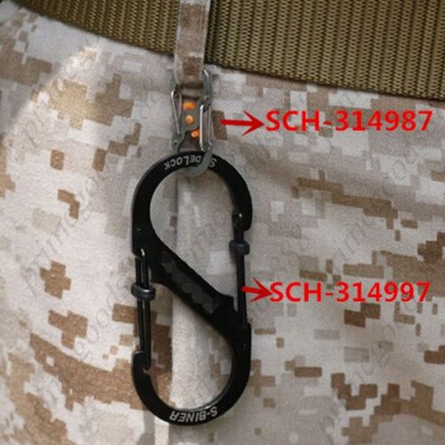 Stainless Steel Small Quickdraw Carabiner Safety Buckle Locking Dual Lock Black