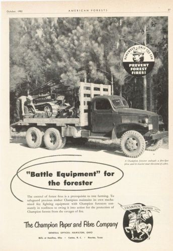 1952 CHAMPION TRUCK LOGGING US FOREST SERVICE TREE PLANTER DOZER SMOKEY BEAR